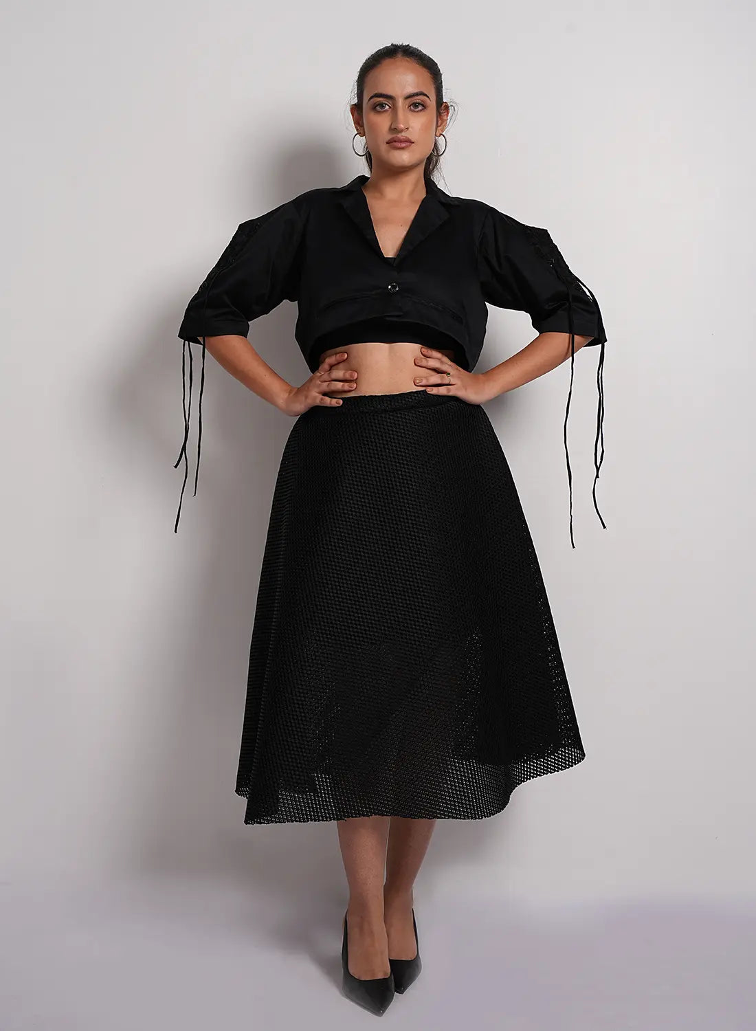 Noir Bloom Cropped Coat