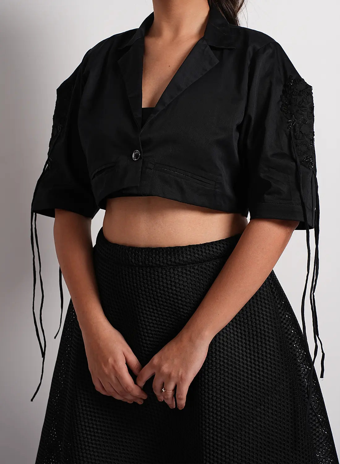 Noir Bloom Cropped Coat
