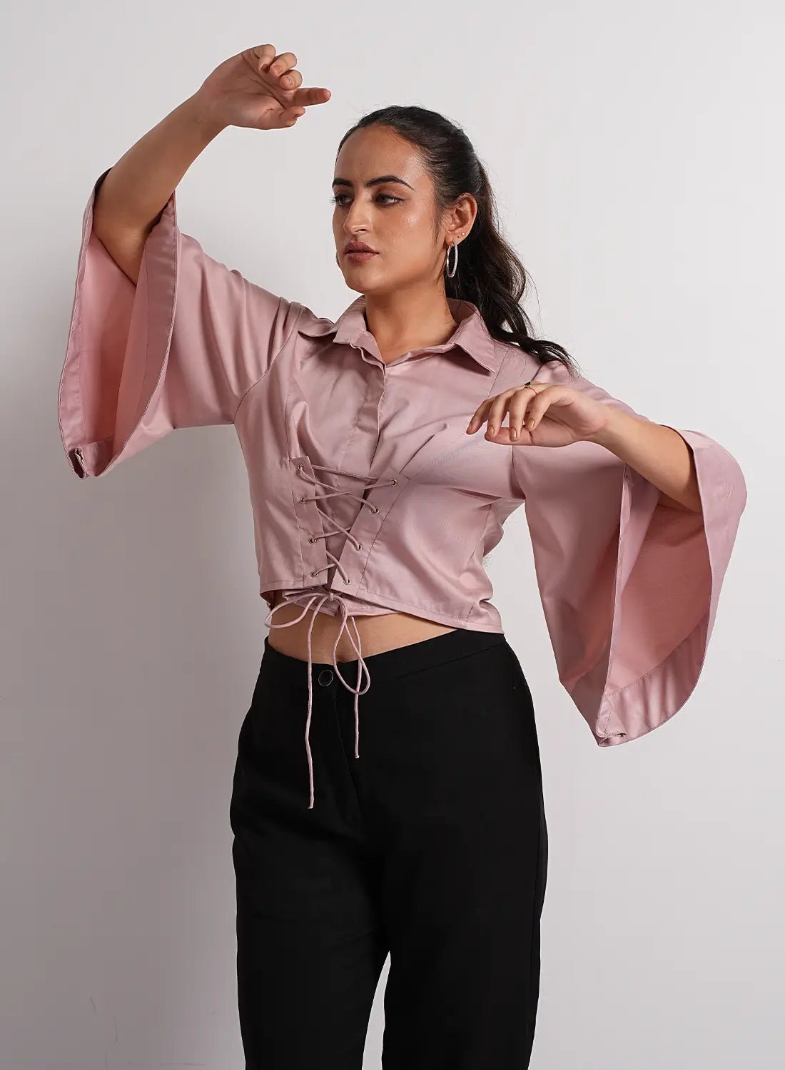 Blush Corset Crop Shirt
