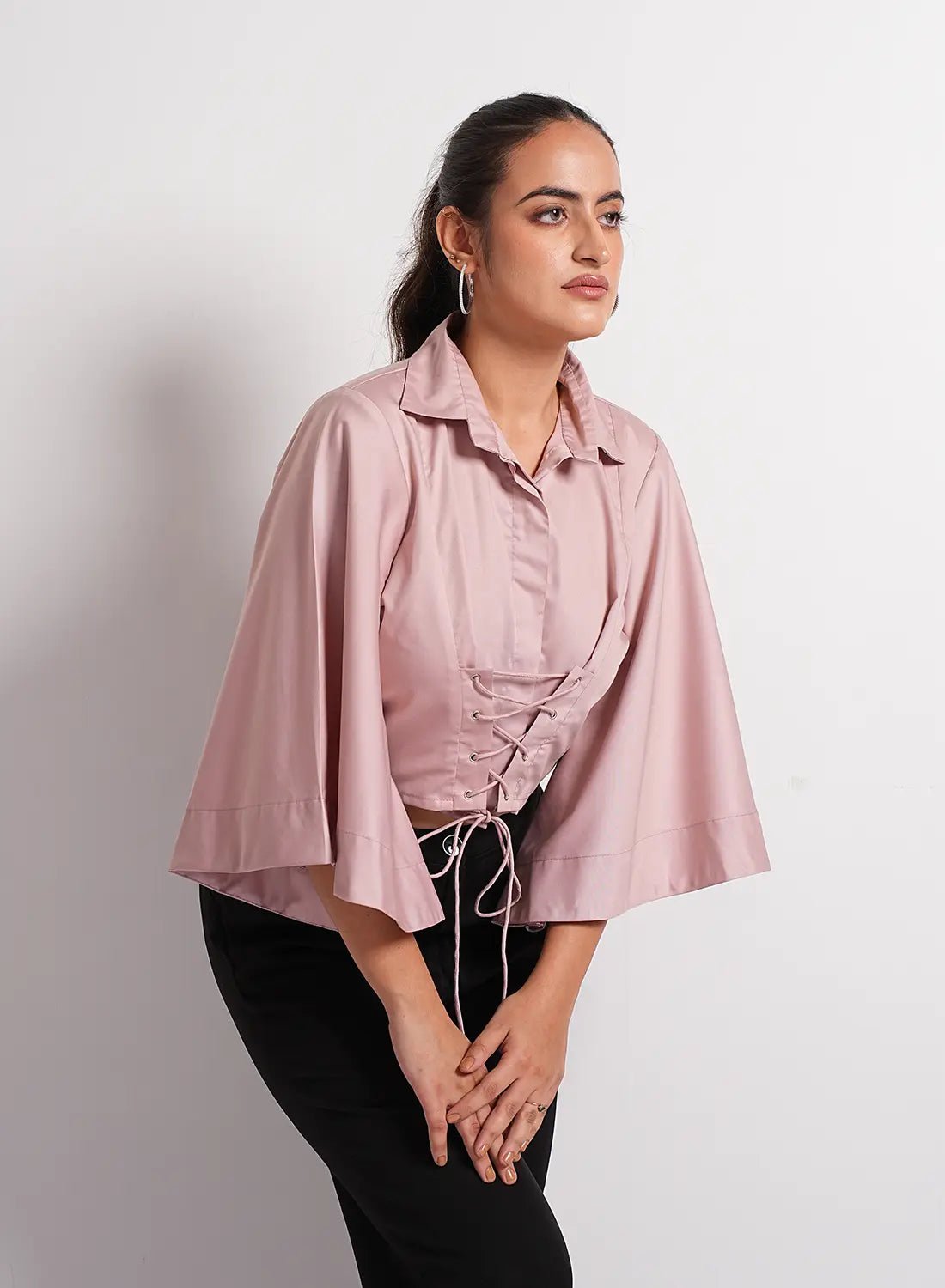 Blush Corset Crop Shirt