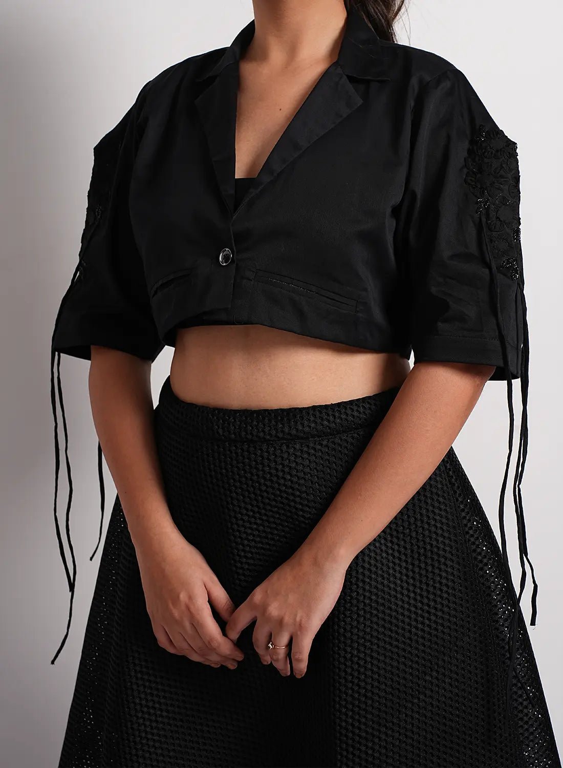 Noir Bloom Cropped Coat