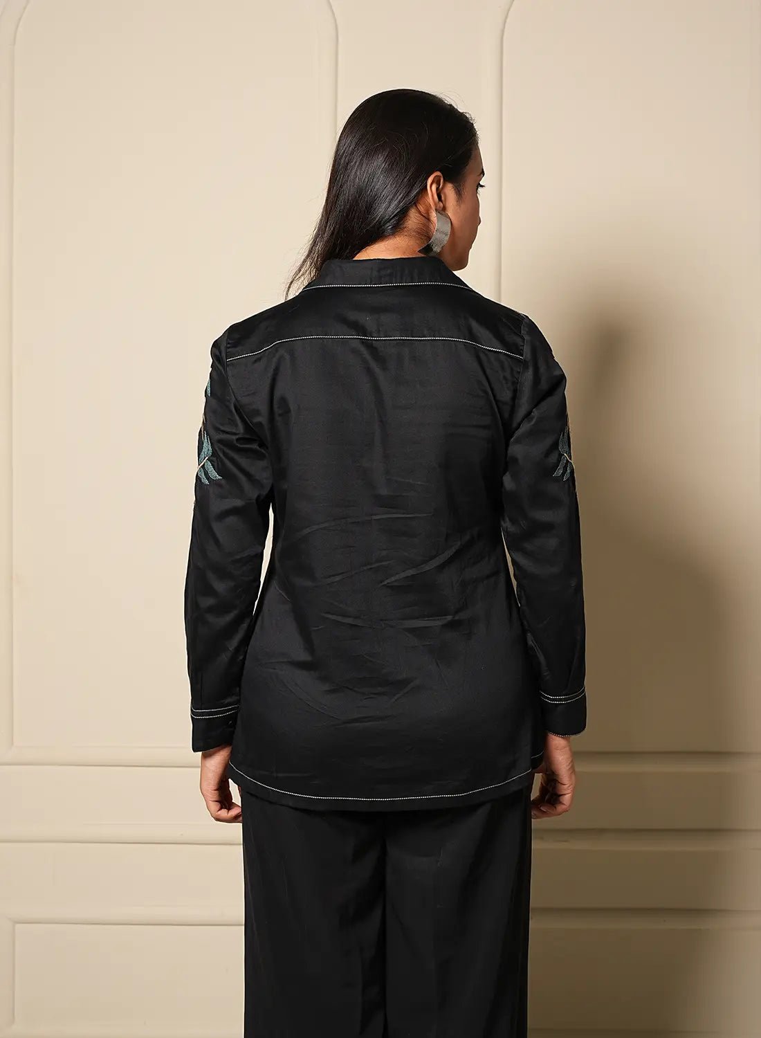 Noir Bloom Lace-up Shirt