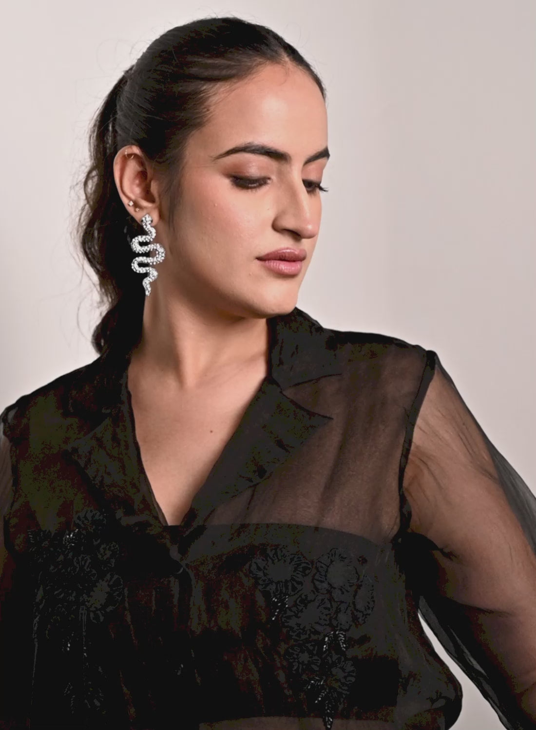 Black Petal Appliqué Shirt