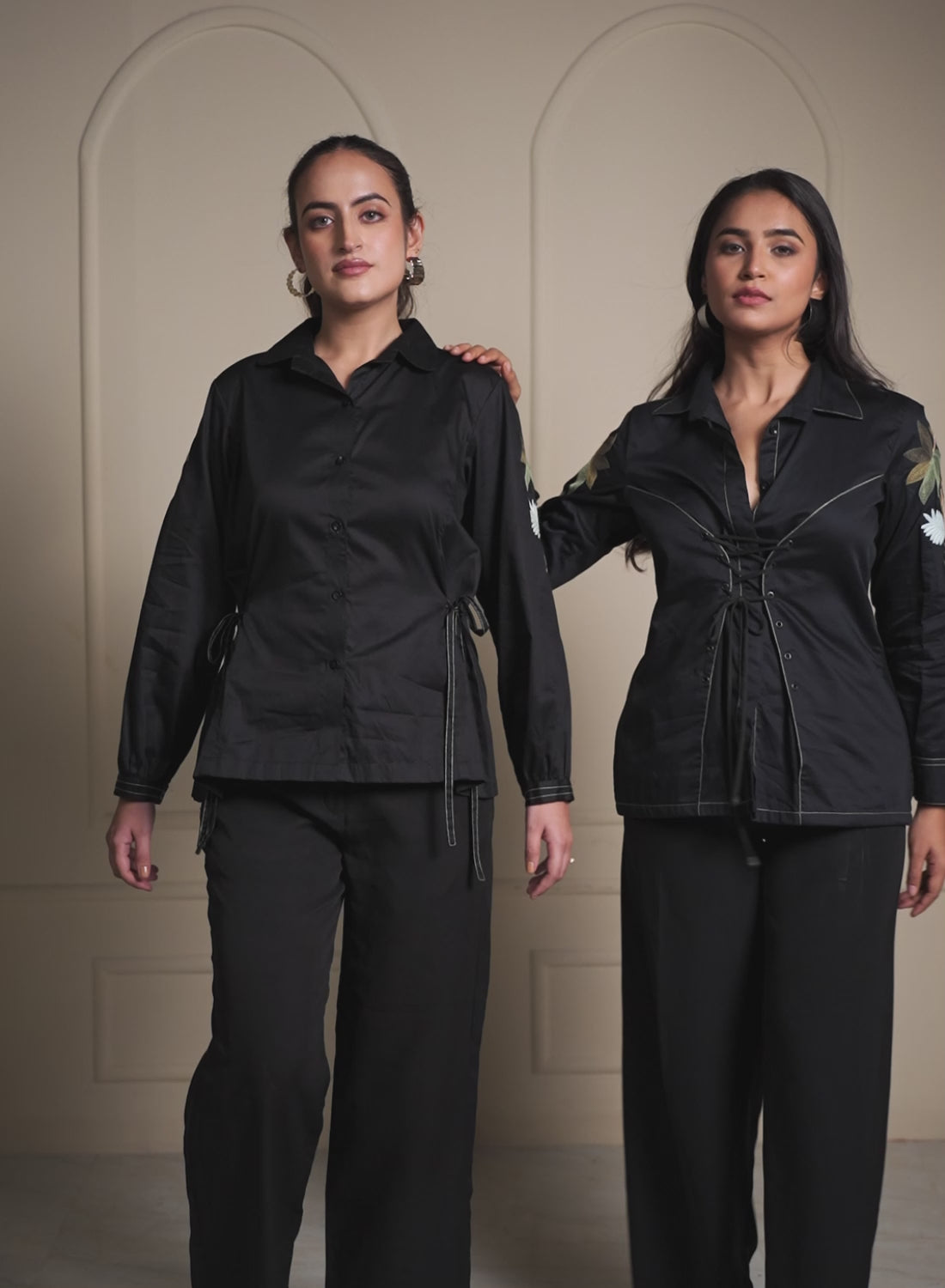 Noir Bloom Lace-up Shirt